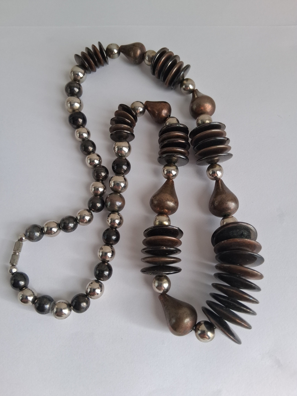 Vintage Tribal  Brown and Silver Beaded Women’s Necklace